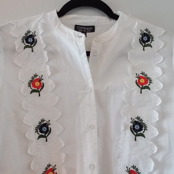 TOPSHOP embroidered ruffled blouse - Picture 4 of 16